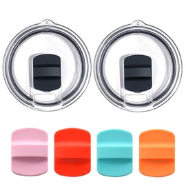 2Pcs 20oz Magnetic Tumbler Lid with 4Pack Magnetic Sliders, Replacement Cup Lids Tumbler Cover Spill Proof Fits YETI Rambler, Old Style Rtic, Ozark Trail and More