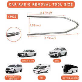 Dickno 4 PCS Car Radio Removal Pry Tool, V-Shaped Stainless Steel Auto Stereo Release Tool Kit, Universal Radio Remover for Disassembly of Most Vehicle Audio Frequency Converter