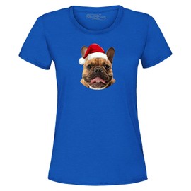 Custom Cats and Dogs Pet Photo with Santa Hat Funny Christmas Women's T-Shirt Large Royal Blue