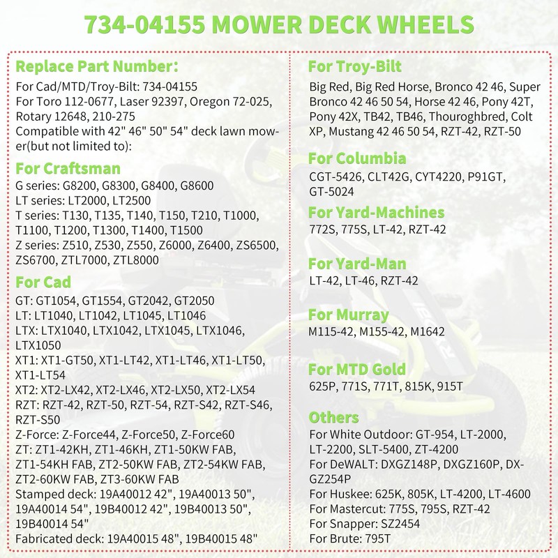 UP2WIN Replacement 734-04155 Deck Wheels, Deck Gauge Wheels Compatible with