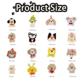 Rnigra 16 PCS Iron on Patches, Embroidery Patches, Application for DIY T-Shirts, Canvas Bags and Jeans, Cartoon Dog Series