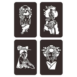 Geisha Tattoo Stencil Japanese Women's Tattoo Template 4 Stencils J11