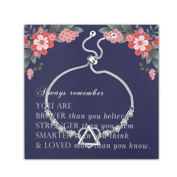 FEELMEM Adoption Gift Adoption Symbol Heart Triangle Charm Silder Bracelet