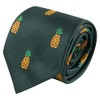 King & Priory Pineapple Dark Green Herringbone Embroidered Tie