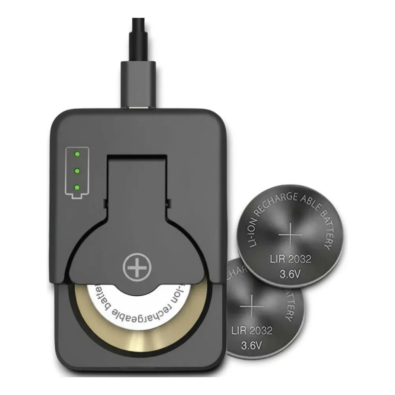 Cargador Pila Botón +2pilas Recargables Lir2032-2025-2016usb