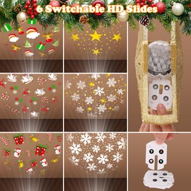 RAKTIC Christmas Tree Topper Lighted Star with Projector Light 6 HD Effects, 3D Glitter Gold Christmas Tree Star Topper Christmas Projector Lights Indoor for Home Xmas Christmas Tree Decorations