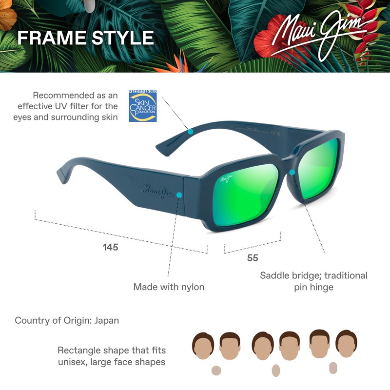 Maui Jim Unisex Kupale Sunglasses, Mauigreenr Kupale Shiny P
