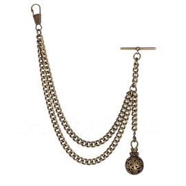 Handmade in the UK Bronze Colour Albert Pocket Watch Chain With Hollow Pendant (8")