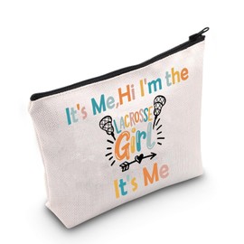 TGBJE Lacrosse Gift Lax Lover Cosmetic Bag It's Me Hi I'm The Lacrosse Player Makeup Pouch Lacrosse Team Mom Gift Travel Bag (Lacrosse Bag)