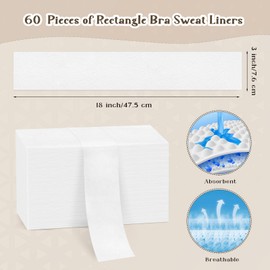 YLOLUL 60 Pcs Disposable Bra Liners 18x3 Inch Rectangle Under Bra Pads Bra Liners to Absorb Sweat Under Breasts Under Bra Sweat Liners for Women Sweating Supplies