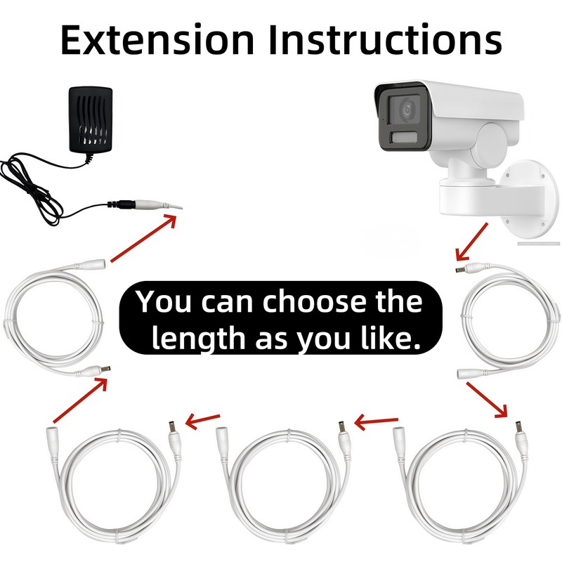 LETONDA DC Power Extension Cable, 5.5mm x 2.1mm, Security Camera