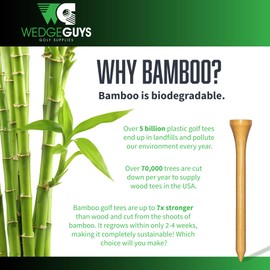 Wedge Guys Bamboo Golf Tees 2-3/4" & 3-1/4" | 100,250,500 or 1000 pcs. | Extra Durable & Stronger Than Wood Tees | Biodegradable & Less Friction | PGA Professional Approved, Golf Tees Bulk Bag