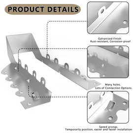 25pcs 2x8 Joist Hangers with Screws, 20-Gauge Galvanizing Face Mount Joist Hanger for Wood Posts, Hurricane Rafter Ties Clips, 2x8 Brackets for Floor Deck and Ceiling Trusses, Lumber Beam Connectors