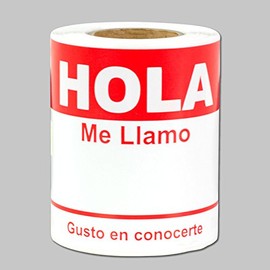 2-5/16 x 4 Pulgadas Hola me Llamo Etiquetas Adhesivas (100 Por Rollo, Rojo)