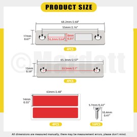 Mardatt 4Set 30Lb Magnetic Door Catch, Stainless Steel Sliver Cabinet Magnets Door Magnet with Screws for Kitchen Bathroom Cupboard Wardrobe Drawer Latch(2.68” x 0.67”)