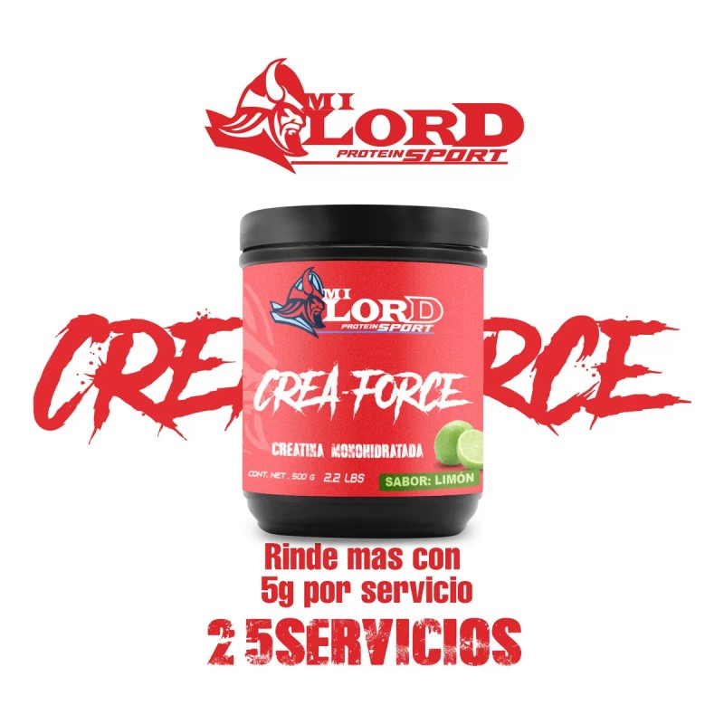 Creatina Monohidratada 500g My Lord En Polvo Varios Sabores Limón