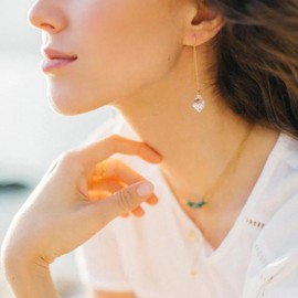 Fremttly Crystal Dangle Earrings, Long Chain Drop Earrings Gemstone Threader Earrings14K Gold Plated Earrings for Women Trendy