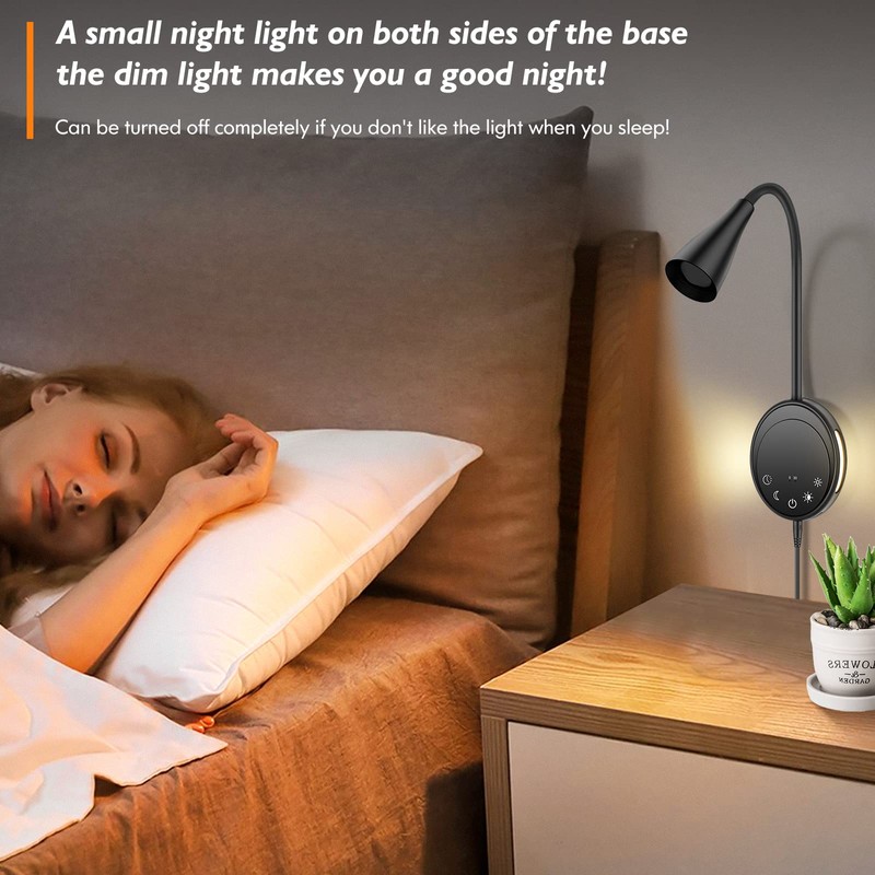 SANKEDOU Wall Mounted Reading Light, Bedside Headboard Lights with 5