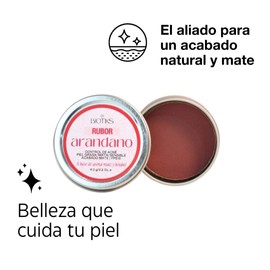 Biotiks Rubor en Polvo Compacto, para Piel Grasa y Sensible, con Avena y Betabel, FPS15 (Arándano)