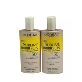 L'Oréal L'Oreal Sublime Sun Advanced Sunscreen SPF 50+ Long Lasting 1.7oz./50ml LOT OF 2