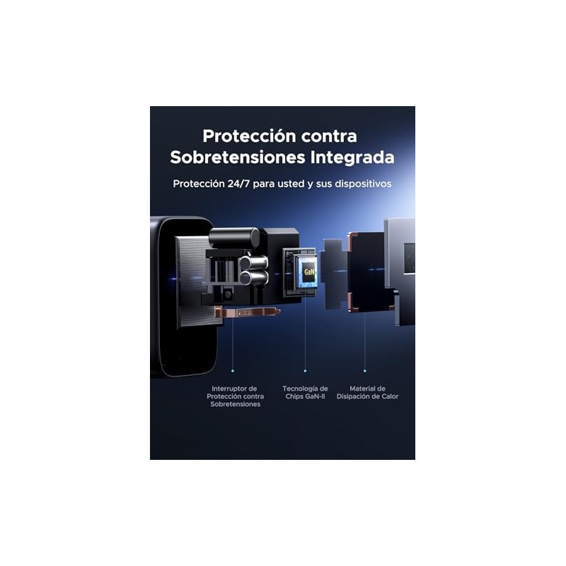 UGREEN 8 en 1 Regleta Multicontacto Pared, 4 Salidas CA