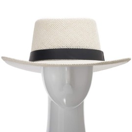 ULTRAFINO Ricardo Vented Gambler Straw Panama Hat Ivory with Leather Hatband X-Large