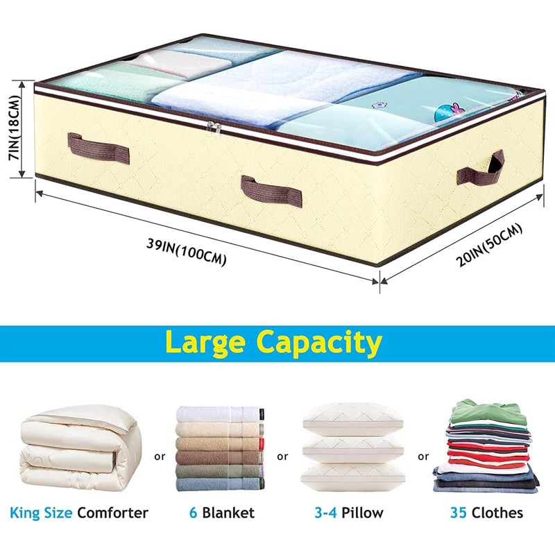 Budding Joy 6 Pack 90L Under bed Storage Containers Organizer