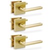 Linkaa Gold Door Lever Satin Brass Passage Door Handles, Bedroom