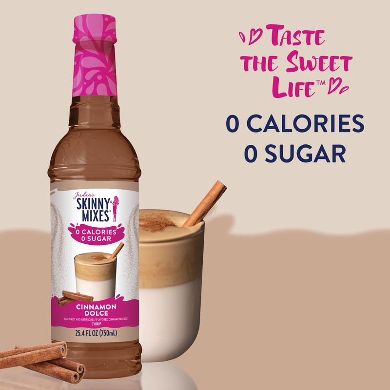 Jordan's Skinny Mixes Syrups Sugar Free Coffee Syrup, Cinnamon Dolce