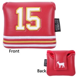 SHABIER Golf Large Mallet Headcover with Number Design for Golf Putter (Red with No.15)