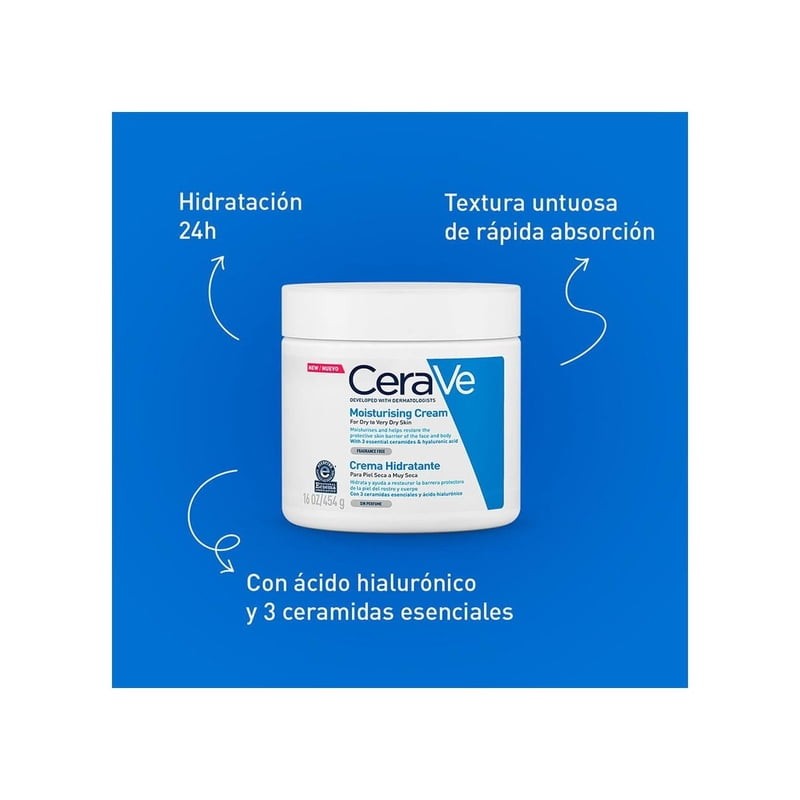 Crema CeraVe hidratante piel seca a muy seca 454 g