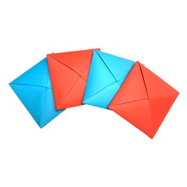 BOBOLUNA Ddakji Paper Flip Toy Ddakji Game Blue Red Hard Cardboard Hiting Paper Game Supplies with Friends Props Suitable for Role-Playing (4Pcs Ddakji)