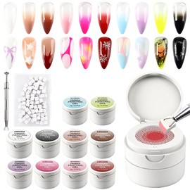 BQAN Pro Patting Gel Nail Polish 10 Colors Ombre Set Patting Pen + Sponge 100 Pieces Mesh Design UVLED Curing, 10 Pieces, 1g, Various Colors / BQAN 프로 패팅 젤 네일 폴리쉬 10색 옴브르 세트 패팅펜+스펀지100개 메쉬 디자인 UVLED 경화, 10개, 1g, 다양한색상