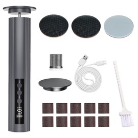 Electric Foot Callus Remover with Nano Glass Head, Cordless Rechargeable 9-Speed Foot File, Powerful Motor & Digital Display Foot Sander for Cracked Heels & Dead Skin (Gray)