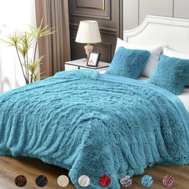 YUSOKI Twin Size Faux Fur Throw Blanket(Teal,60" x 80"),Whithout Pillows,Winter Lightweight Plush Fuzzy Soft Cozy Microfiber Comfy Bed Blanket for Women Kids Girls Couch Sofa Washable
