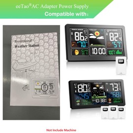 eeTao 5V 1.2A AC/DC Adapter Charger Compatible with KALEVOL EM3388 EM3390 EM2295D Weather Station Indoor Outdoor Thermometer Wireless Digital Temperature Humidity Monitor Power Supply Cord Cable