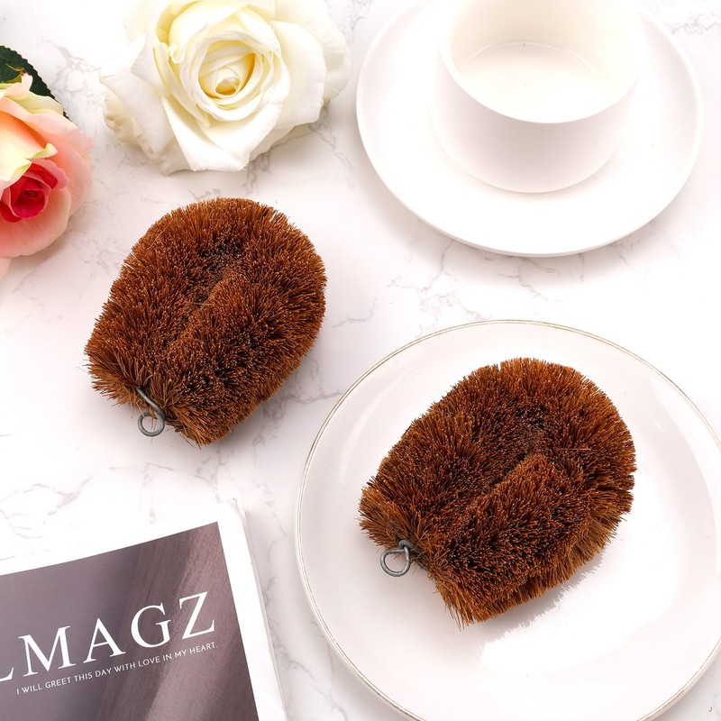 2pcs Vegetable Brush Scrubber for Food, Coconut Fiber Vegetable Scrub