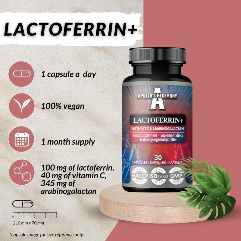 Lactoferrin+ 100 mg - with Vitamin C and Arabinogalactan -