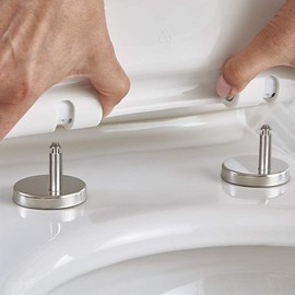 1 Pair Toilet Seat Fixings Universal Toilet Seat Hinge with Spare Expanding Rubber Screws