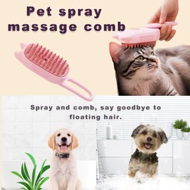 Pet Steam Brush for Dog & Cat – 3-in-1 Spray Hair Removal Comb (2pcs pink)