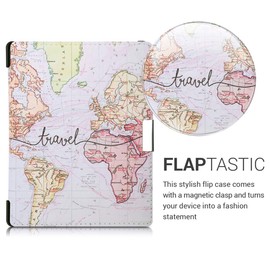 kwmobile Flip Case Compatible with Kobo Aura Edition 1 Case - eReader Case - Travel Lettering Black Multicoloured