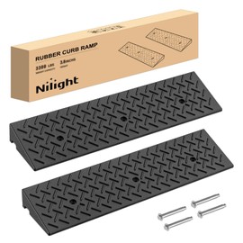 Nilight 3.2" Rise Curb Ramps, Heavy Duty Rubber Driveway Threshold Shed Ramp for Sidewalk Cars Lawn Mower Wheelchairs Motorcycles, 3300lbs Load Capacity