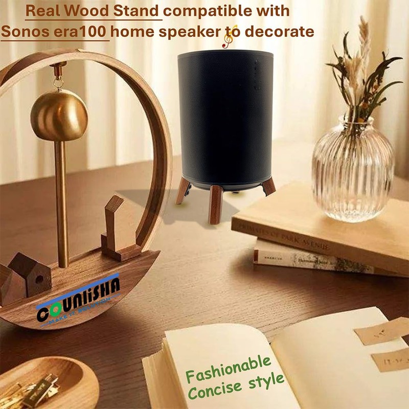 Real Wood Stand Compatible for Sonos Era 100 Speaker,Tripod Desk