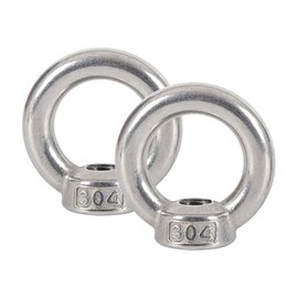 2 pcs of M6 304 Stainless Steel Ring Nut Lifting Eye Nut Lifting Ring Eye Bolt Female Threaded Eye Screw Bolts Fastener Hardware Eyebolt for Lifting Accessories