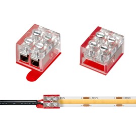 MSDUSA 20 Pack Solderless LED Strip Connectors 2 Pin 8mm Transparent Quick Connect for 12V/24V Single Color LED Tape Lights Includes Screwdriver