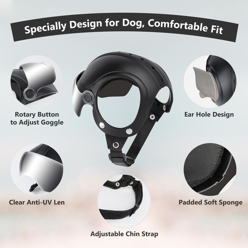 Dog Helmet for Small Breed Cool Pet Motorcycle Helmet with
