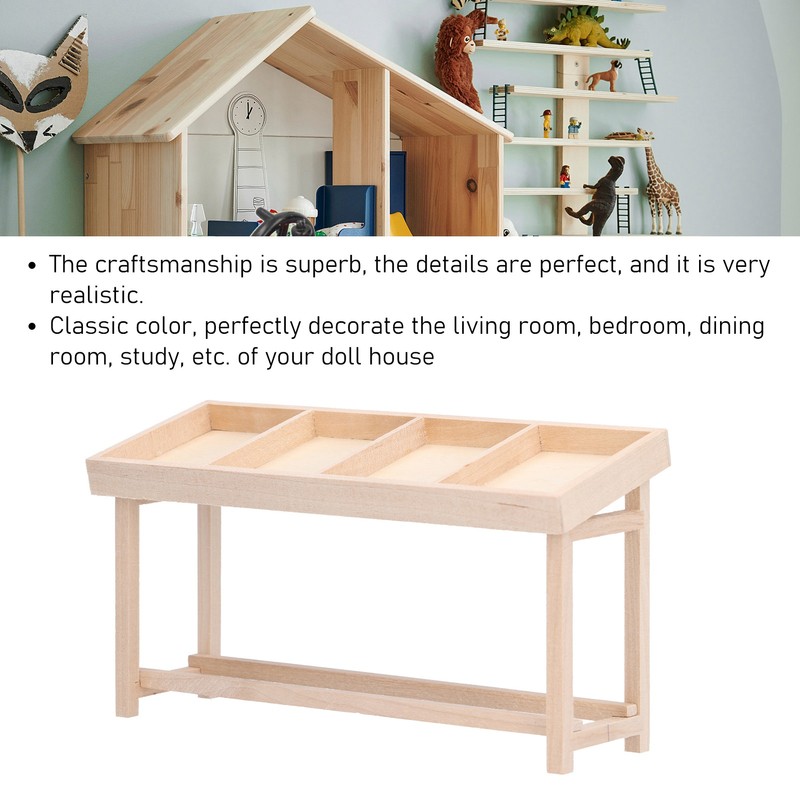 Doll House Shelf Display Racks 1:12 Miniature Wooden Stand Shelf