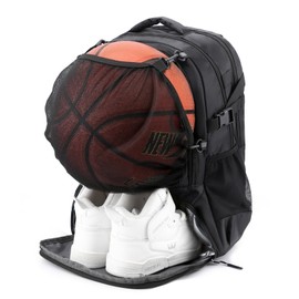OKKID Soccer backpack with separate ball net & shoes compartment, Large Sports Bag for Basketball,Volleyball,Gym,Swim,Travel