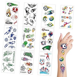 WEZCHUGHAOL 10 Sheets Soccer Sport Temporary Tattoos for - Football Themed Party Supplies, Birthday Carnival Christmas Decoration Favors, Cute Cartoon Stickers as Class Prizes Home Activity Rewards (football)