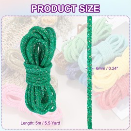 PATIKIL Sequins Rope, 5.5 Yard 6mm Sequins Rhinestone Tube Cord for Wedding Dresses Earring Costume Clothing Shoes Jewelry DIY Crafts Making Accessory, Green